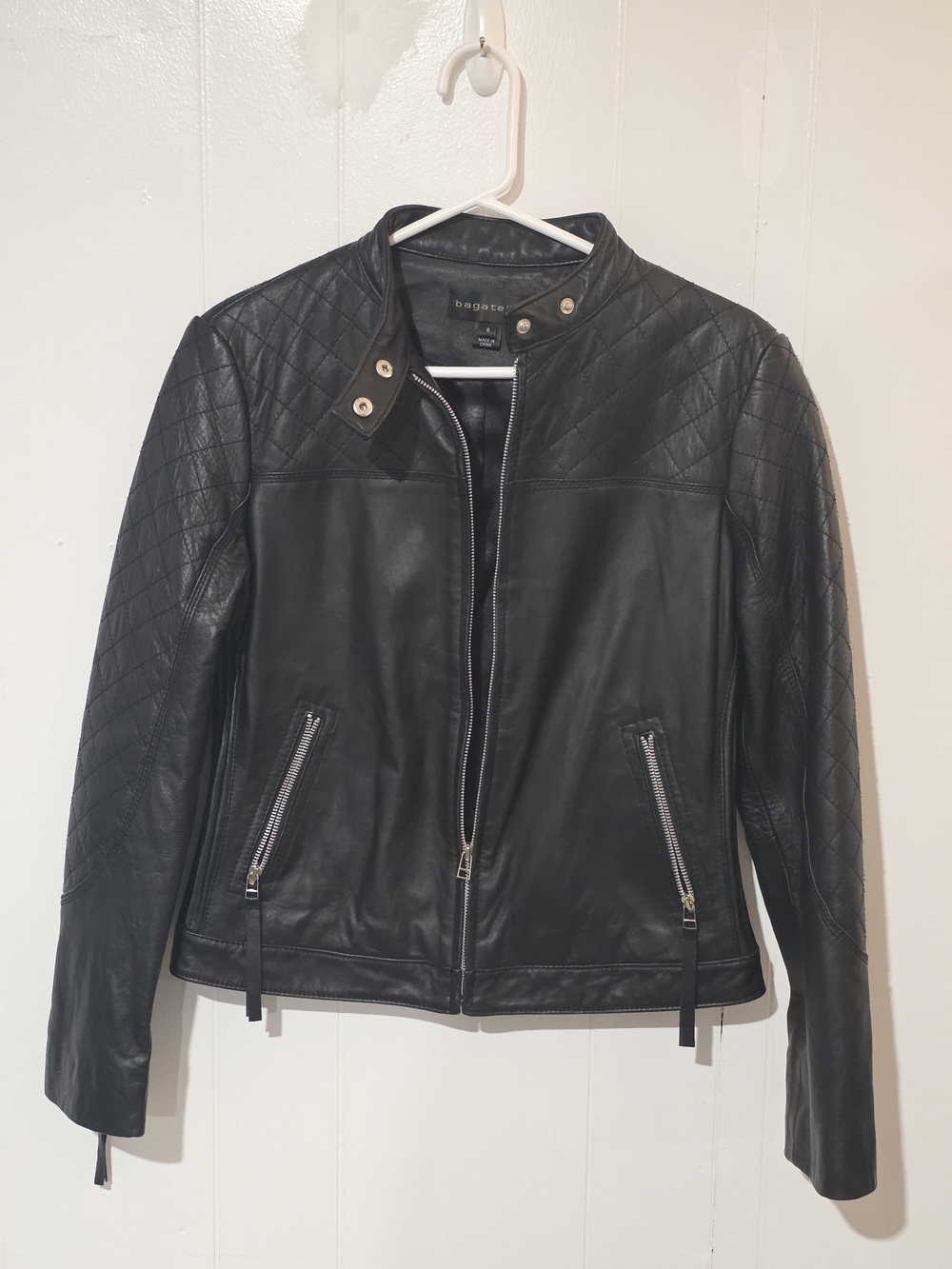 Bagatelle Black Quilted Soft Leather Moto Jacket